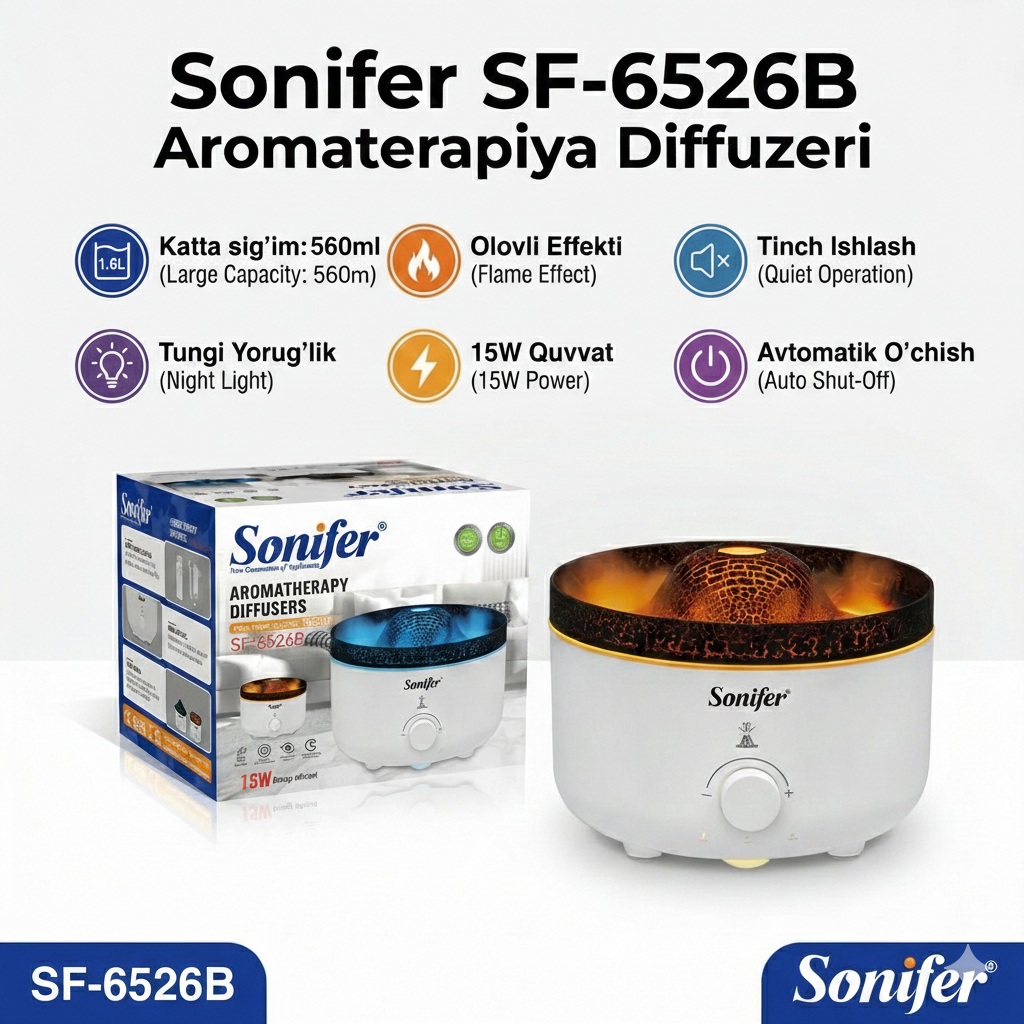 Увлажнитель воздуха Sonifer SF-6526B, электронное управление, 4 скорости
