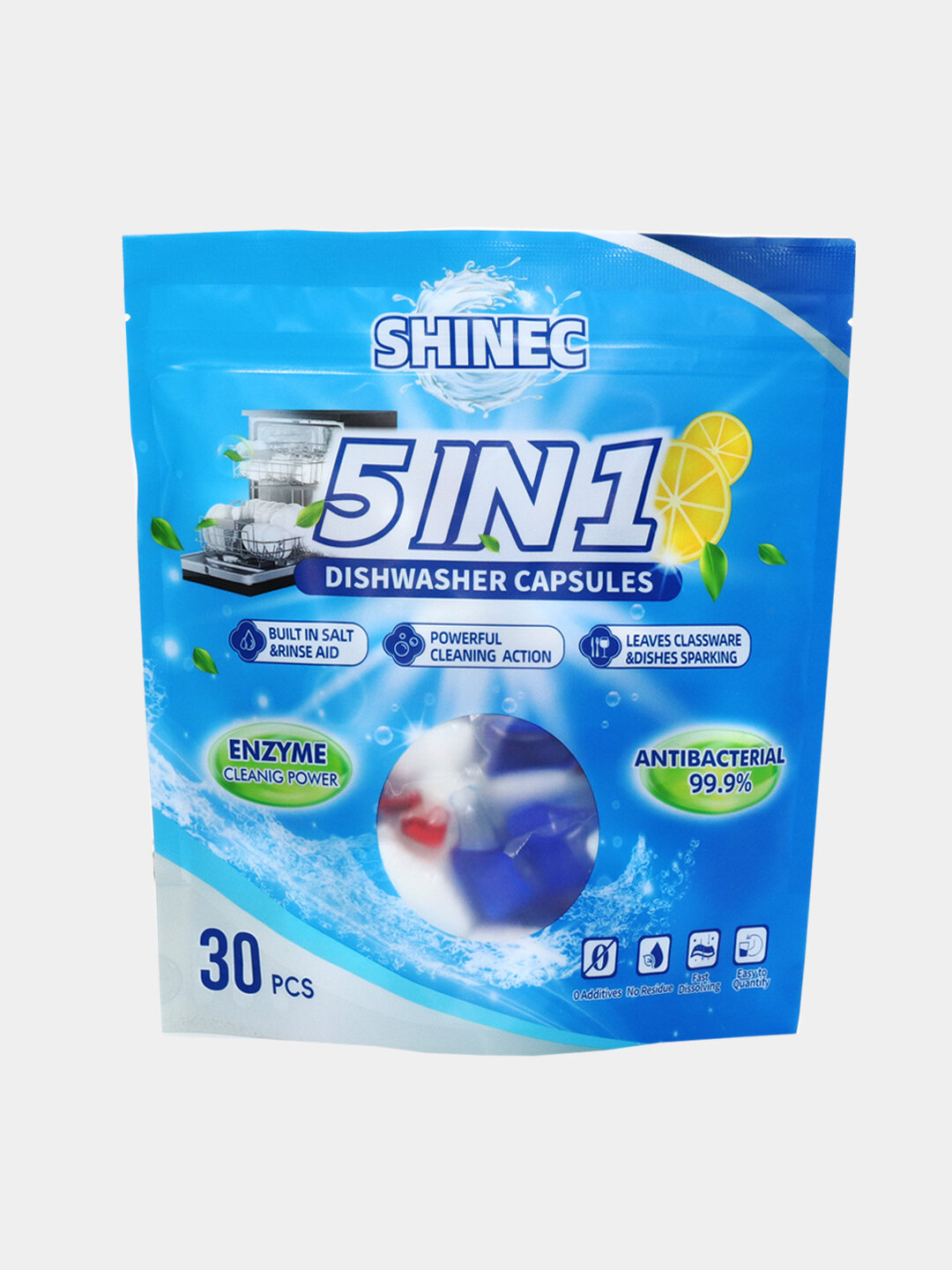 Капсулы для посудомоечной машины Shinec 5-в-1, без запаха, защита от налёта