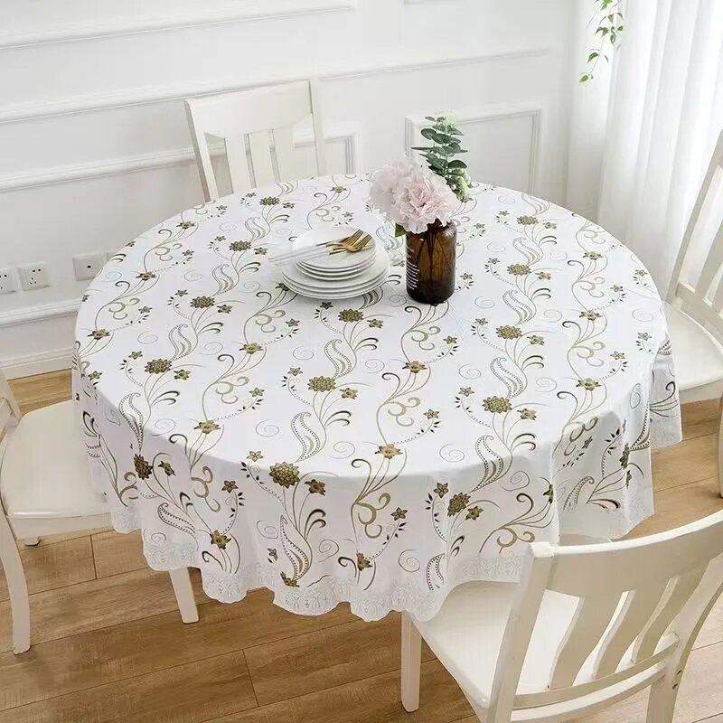 Клеенка на стол 150x150 см пвх, пластик, пенопласт, ткань круглая водоотталкивающая пропитка, пятнозащитная пропитка белый