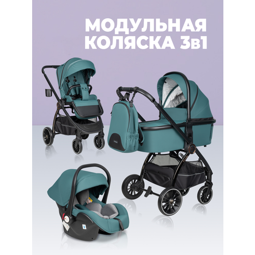 фото Коляска 3 в 1 для новорожденных всесезонная farfello camille, ультрамарин