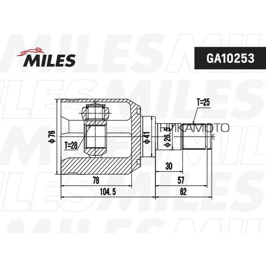 MILES GA10253 ШРУС CHERY FORA A21 06-11 внутр.