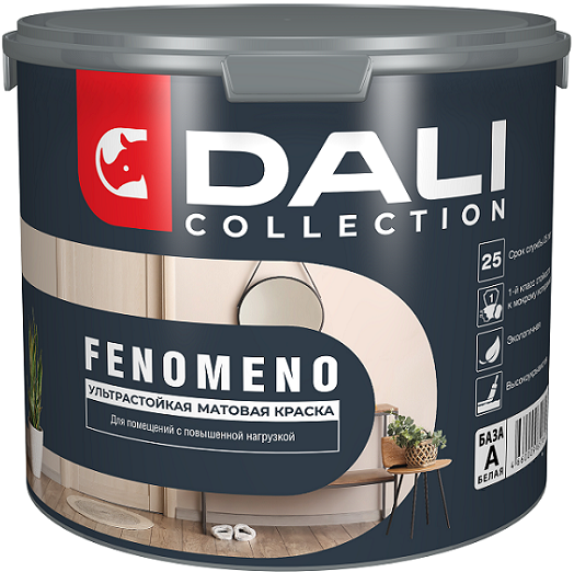 Краска для Стен и Потолков Dali Collection Fenomeno 4.2л Ультрастойкая, Матовая, Белая / Дали Феномено.