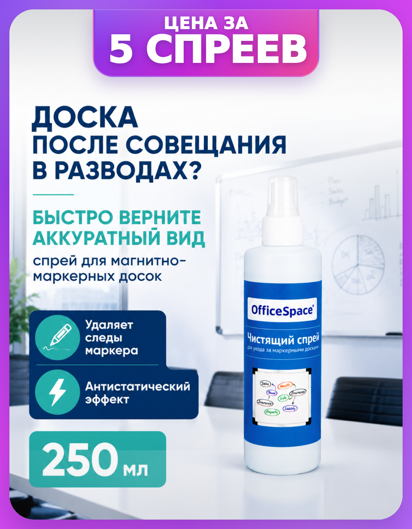 Жидкость для магнитно-маркерной доски, 5 шт