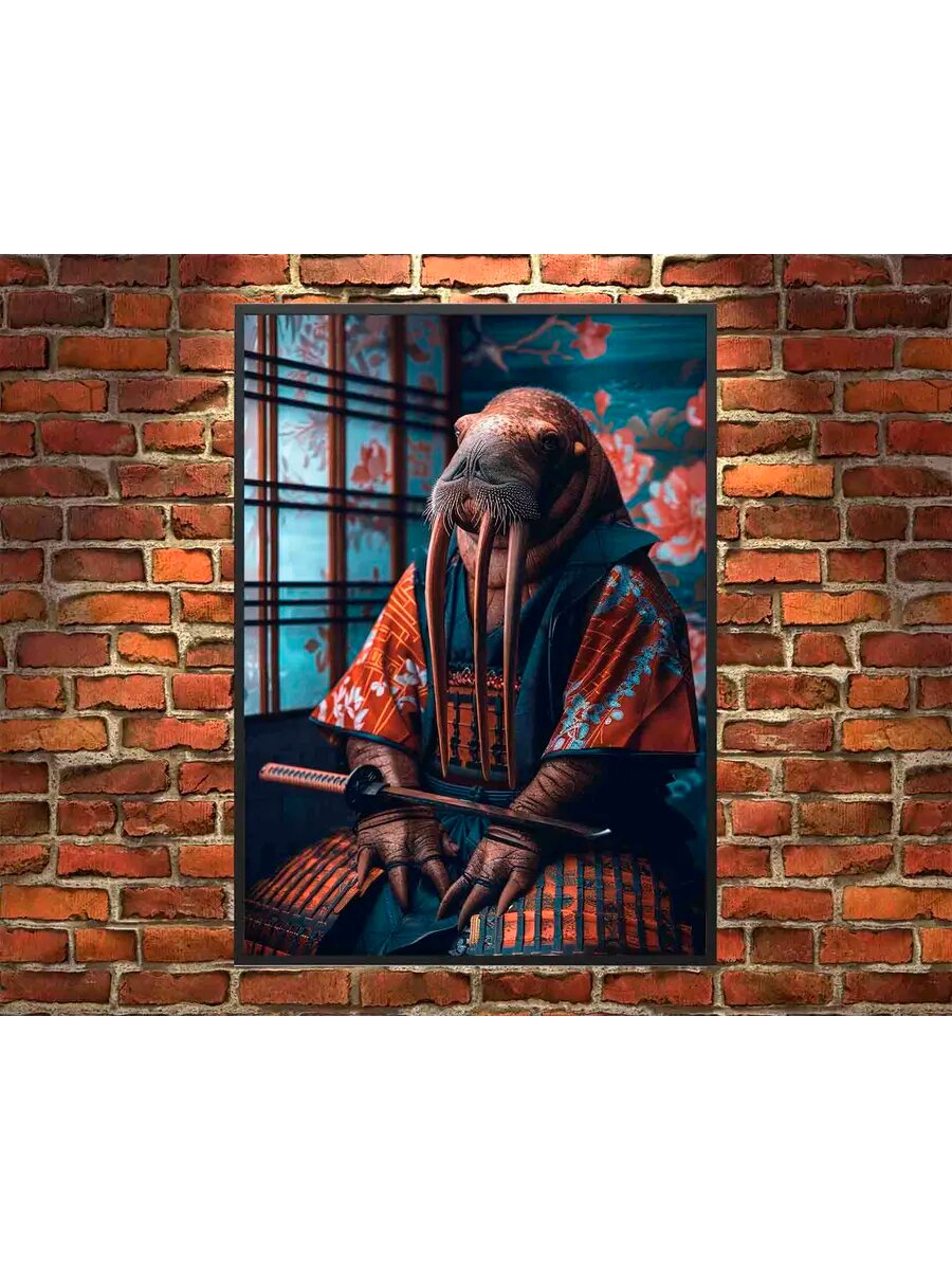 Моржовое животное-самурай 1, Плакат 30x42см