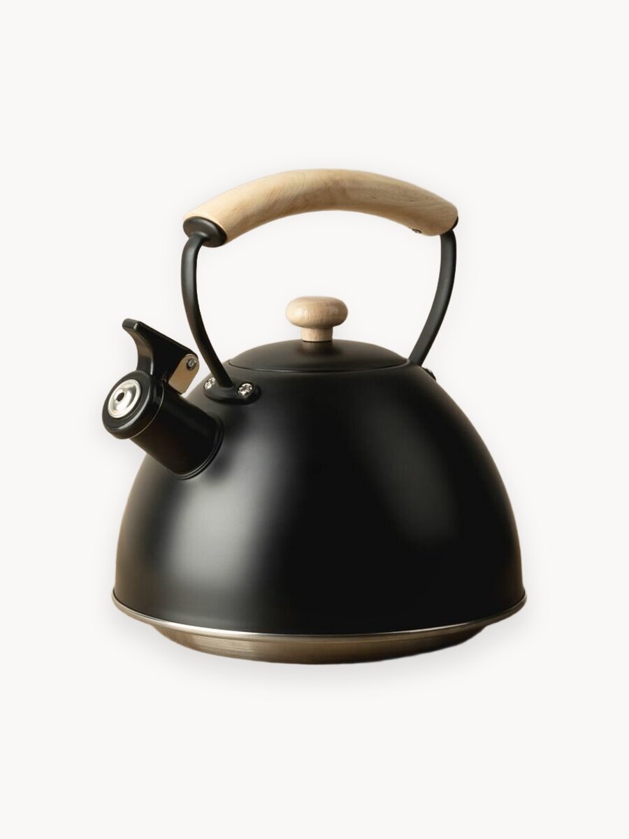 Чайник со свистком 2,5 л для плиты SATOSHI Нера, нержавеющая сталь, индукция, черного цвета