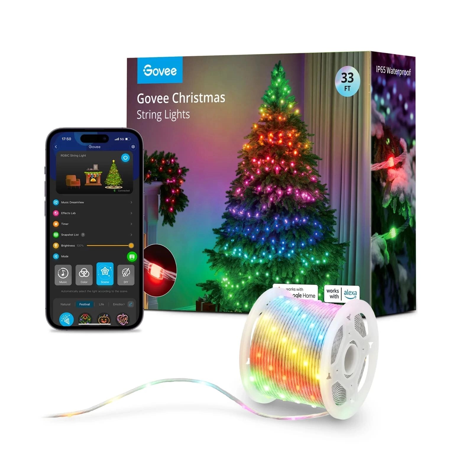Умная светодиодная гирлянда Govee H70C1 Smart Christmas Lights RGB 10 м