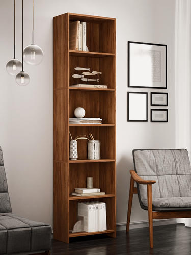 Изображение товара Стеллаж MFMaster Fain-6, дуб крафт табак, деревянный, для зонирования и хранения, 195х50х25 см