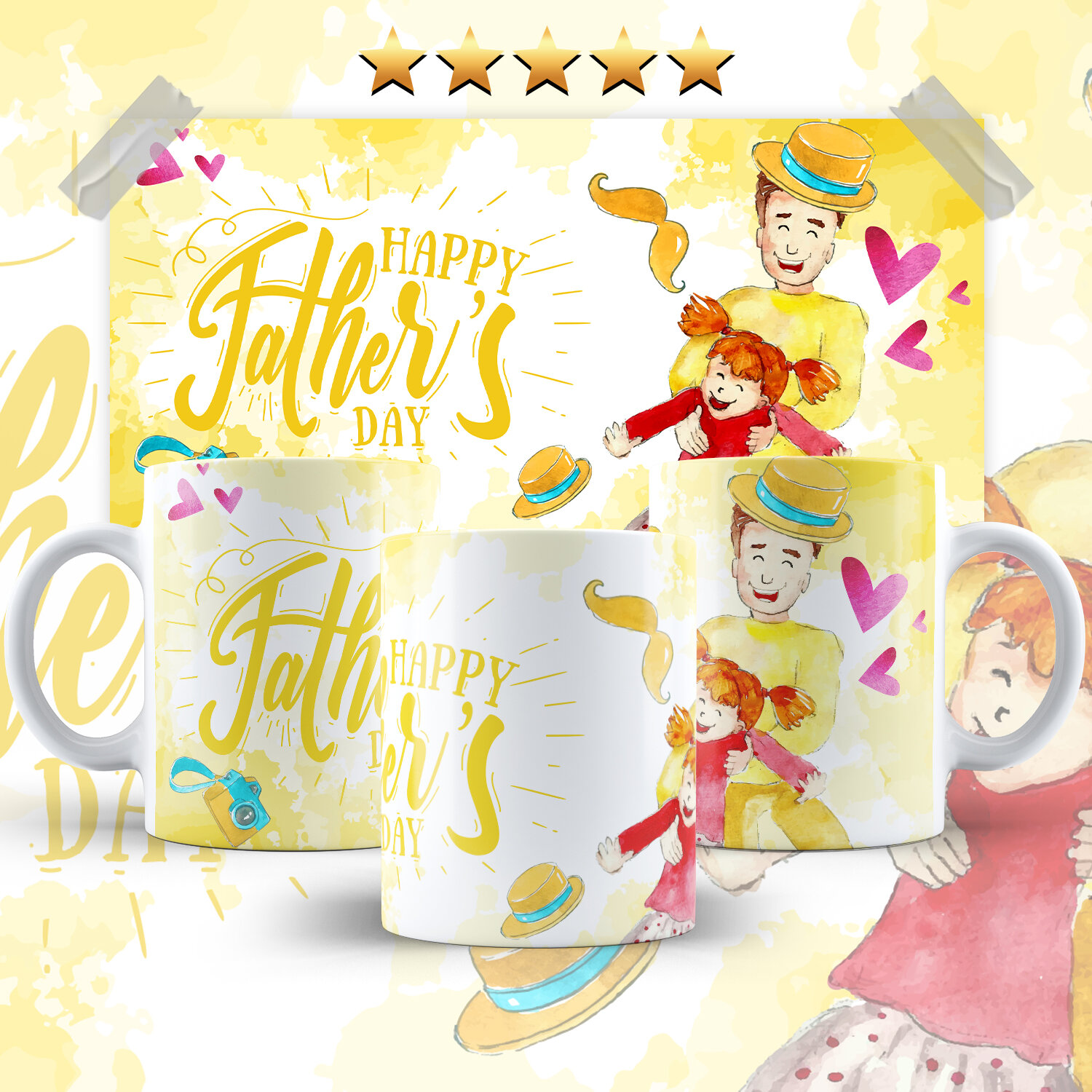 Кружка белая с принтом "папа", яркий, оригинальный принт, 330 мл, в коробке, 1 шт