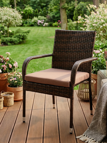 Изображение товара Кресло из искусственного ротанга Корсо (Corso) шоколад подушка коричневая