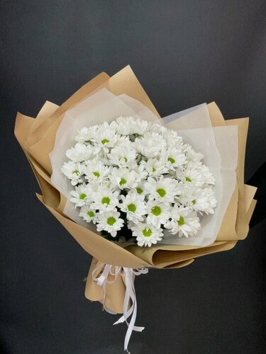 Изображение товара Букет из хризантем, монобукет, белая, идеальный минималистический подарок