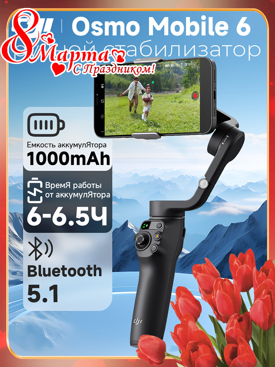Электрический стабилизатор для смартфона DJI Osmo Mobile 6 , Slate Gray