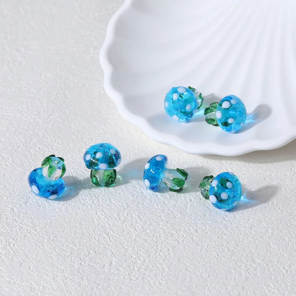 Стеклянные бусины-грибы Millefiori, цвет 8, 5 шт.