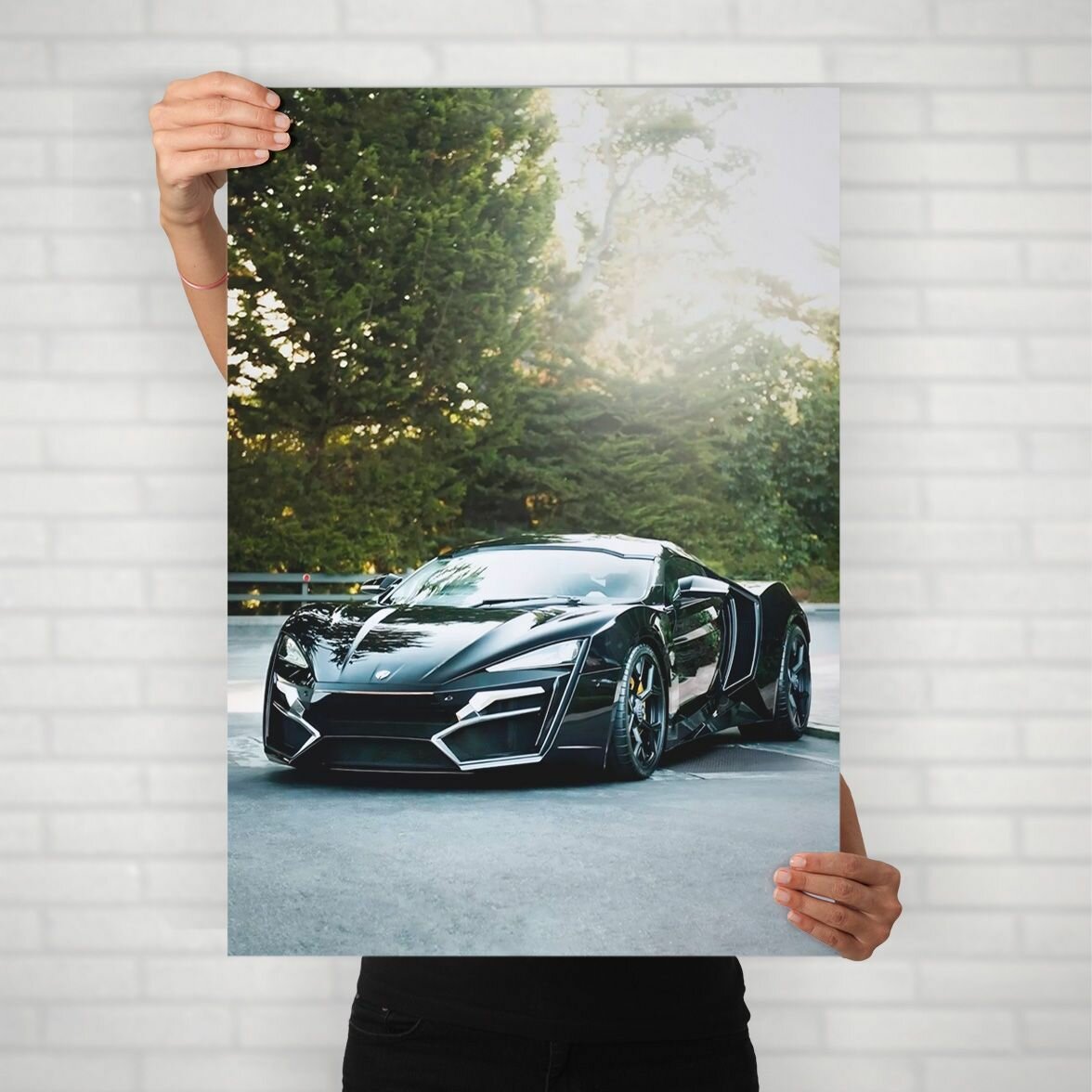 Плакат на стену для интерьера Спорткар (Lykan Hypersport) - Постер по спортивным гоночным машинам автомобилям формата А2 (42x60 см)