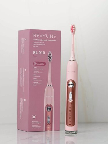 Изображение товара Электрическая зубная щётка Revyline RL 010 звуковая, розовая, взрослая, с мягкой щетиной, с футляром, для женщин