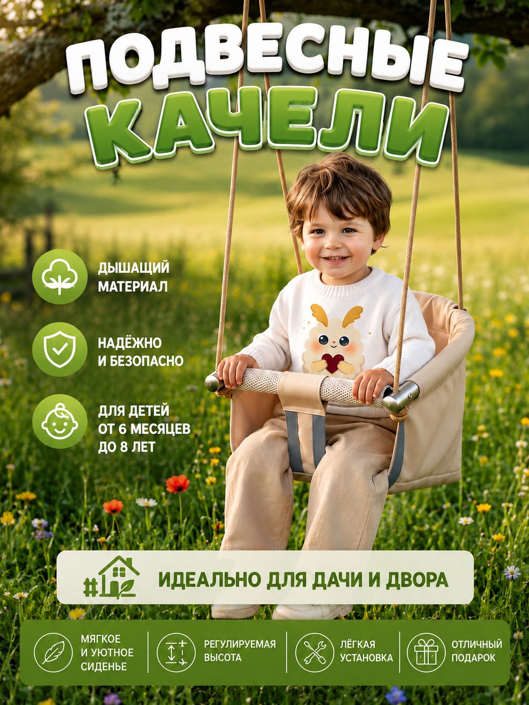 Качели детские подвесные для дома и дачи