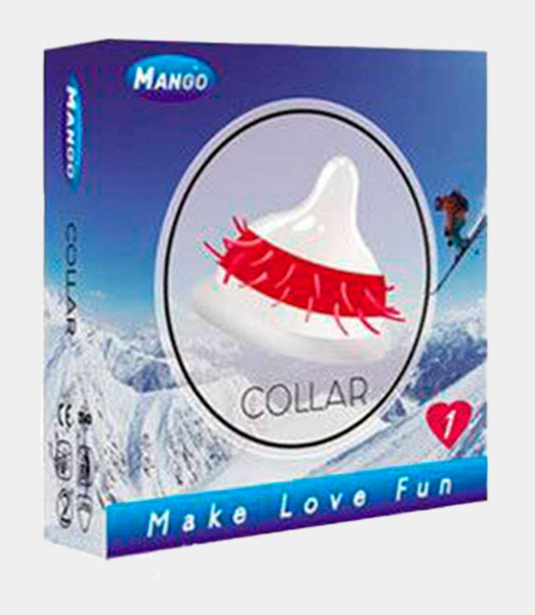 Презервативы с усикамиб ребристые с пупирышкамиб стимулирующие Mango, 1 шт