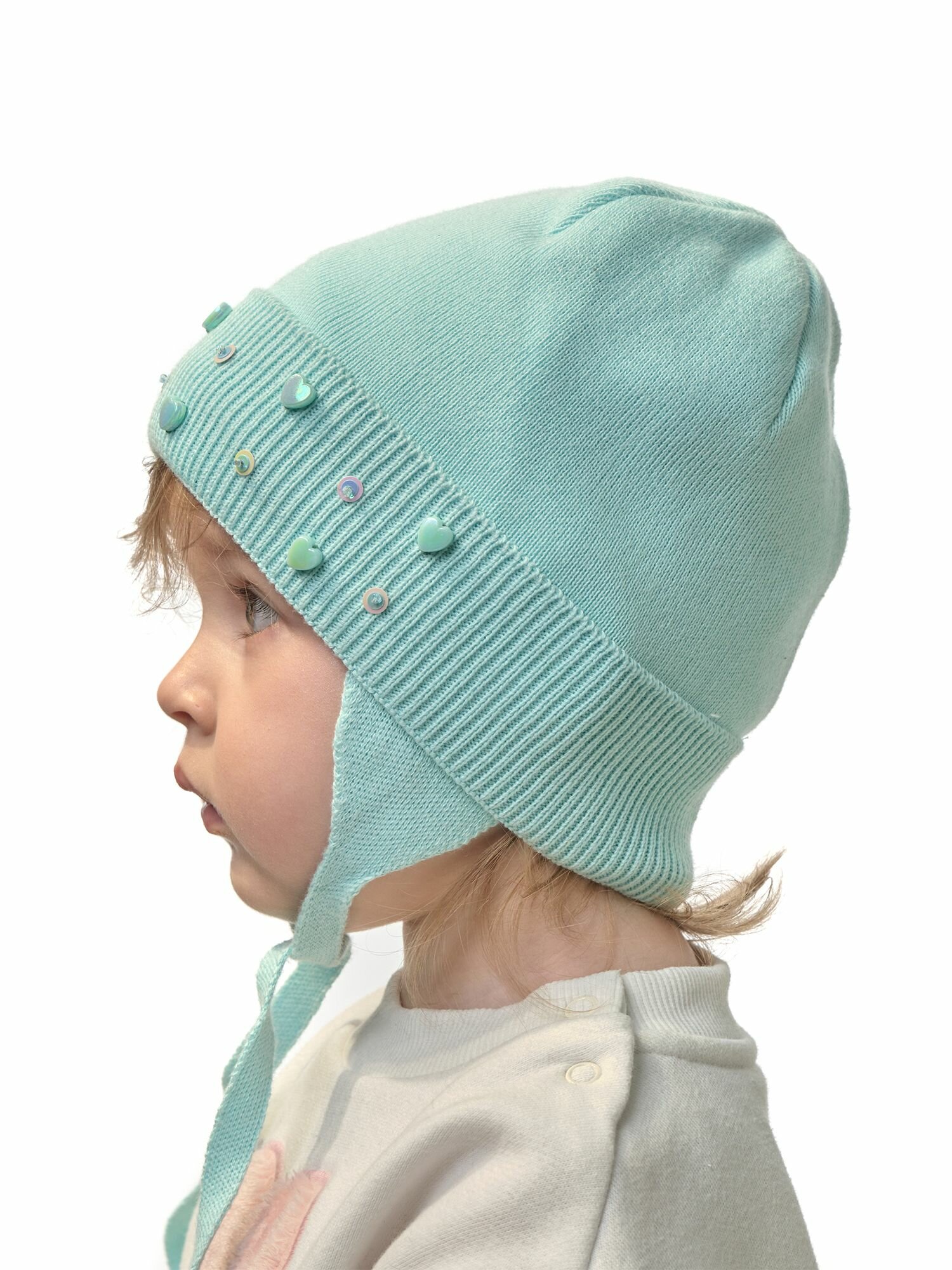 Шапка-бини Андерсен Весна-лето 2024 для девочек, размер 46-48, мятный — фото 1