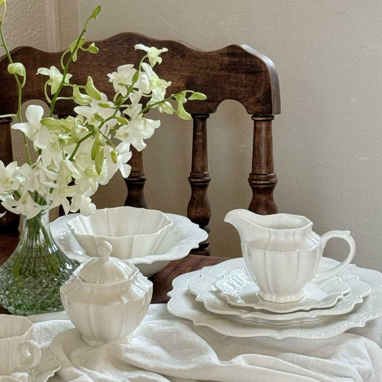 Тарелка обеденная керамическая 27 см «Винтажное кружево», рельефный узор