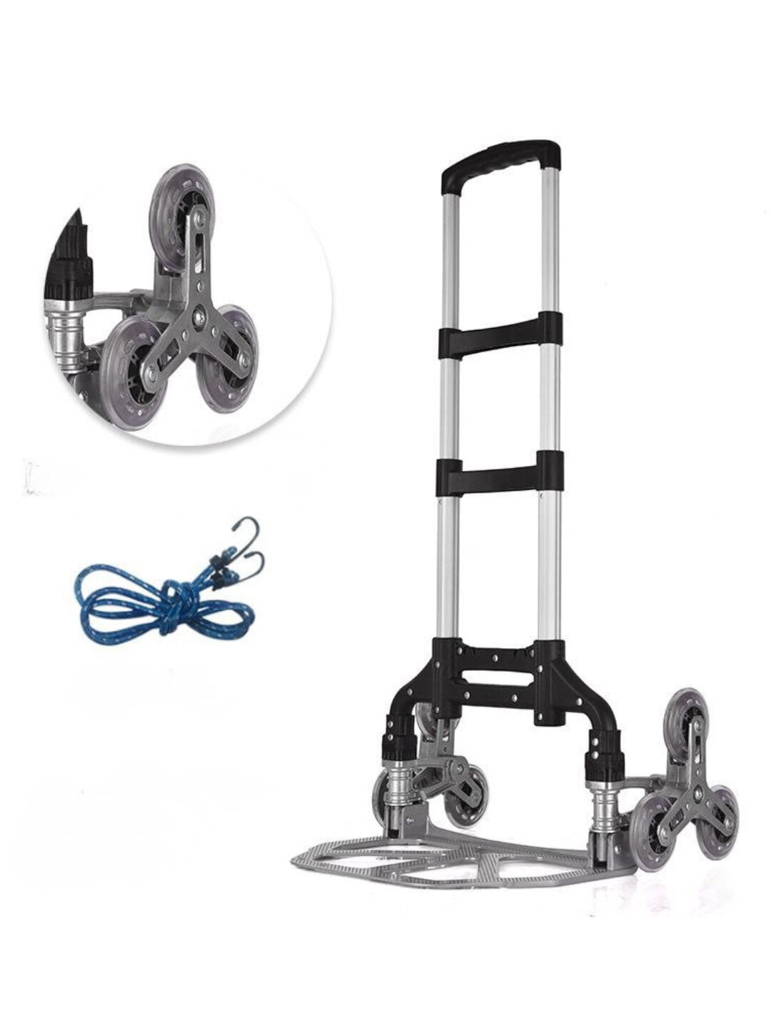 Складная алюминиевая тележка для перевозки грузов, хозяйственная колёсная, до 90 кг - Черный