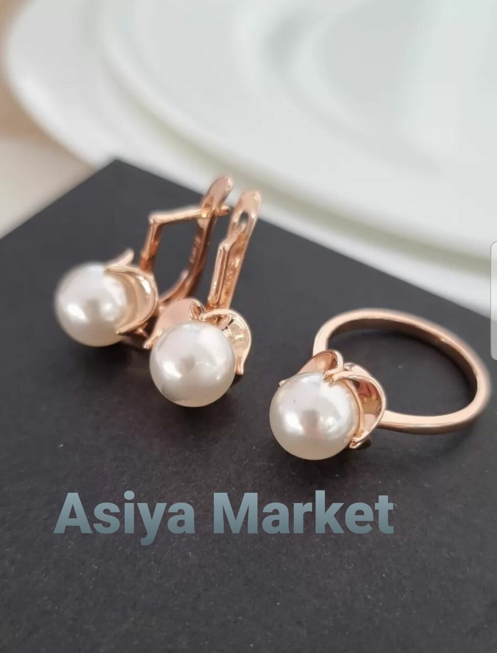 Комплект бижутерии: серьги, кольцо, жемчуг пресноводный, размер кольца 19, белый, — фото 1