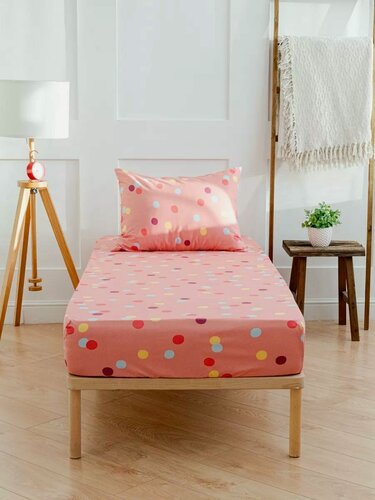 Изображение товара YERRNA Простыня на резинке 90х200+26 см, аналог икеа, 100% хлопок, перкаль, конфетти