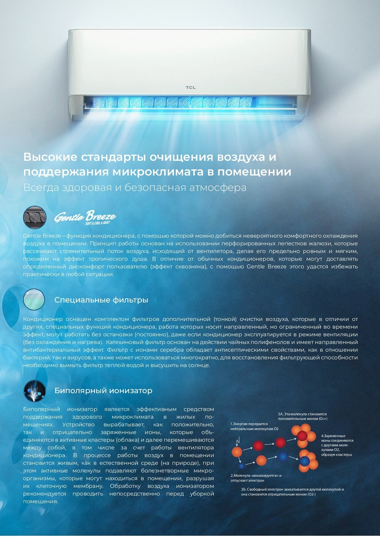 Сплит-система инверторная TCL "Gentle Cool" TAC-TP09INV/R, инверторная, A++, R32, 9 BTU, пульт ДУ