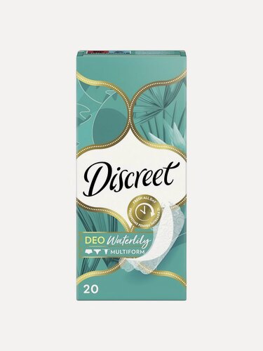Изображение товара Прокладки женские ежедневные Discreet Deo Water Lily Single, 20 шт, ультратонкие, без крылышек, 15.1 см, Германия