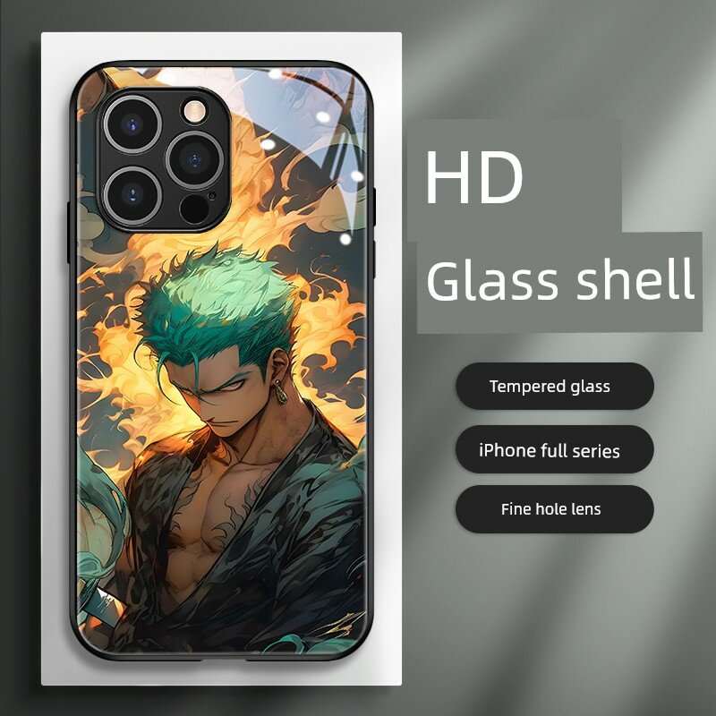 Чехол из стекла с аниме-темой Один Пират для iPhone 16 Plus, древний стиль, премиальная защита, совместимость с