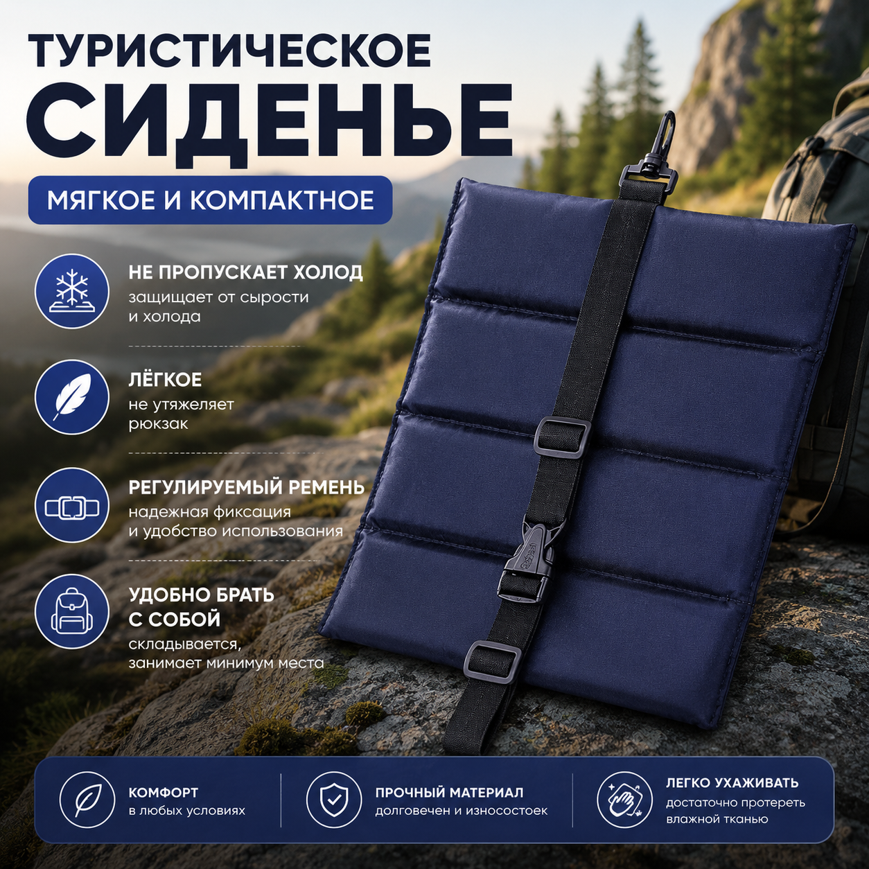 Туристическое сиденье складное 330х350 СТР2