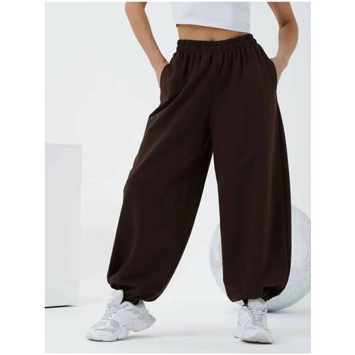 фото Брюки спортивные baggy/мешковатые штаны, размер 40, коричневый