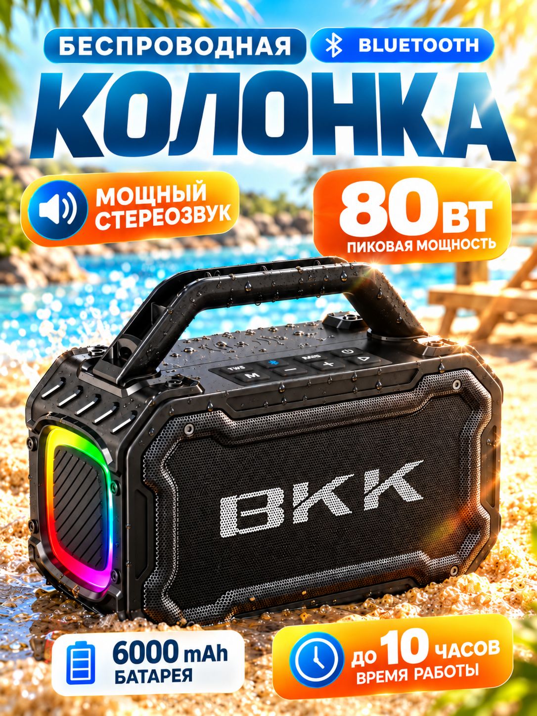 Колонка блютуз беспроводная, портативная музыкальная ВКК В77