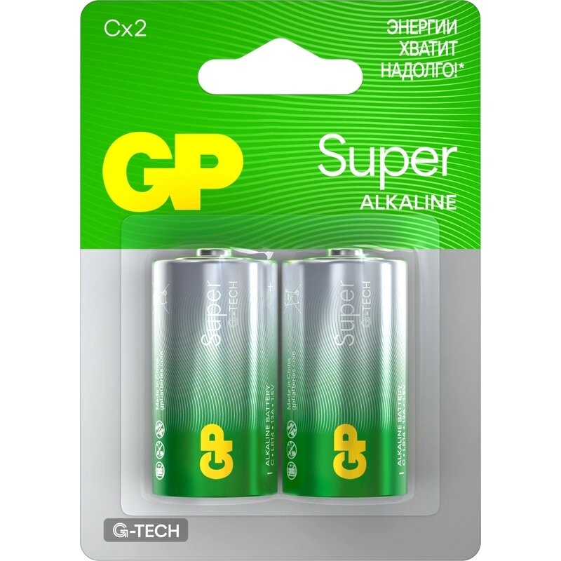 Батарейка GP Super C/LR14/14A 14A-2CR2/24AA21-2CRSBC2 алкалин. бл/2шт
