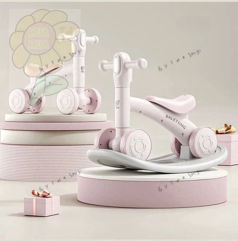 Беговел для детей 1-3 лет без педалей розовый с колесами, для девочек