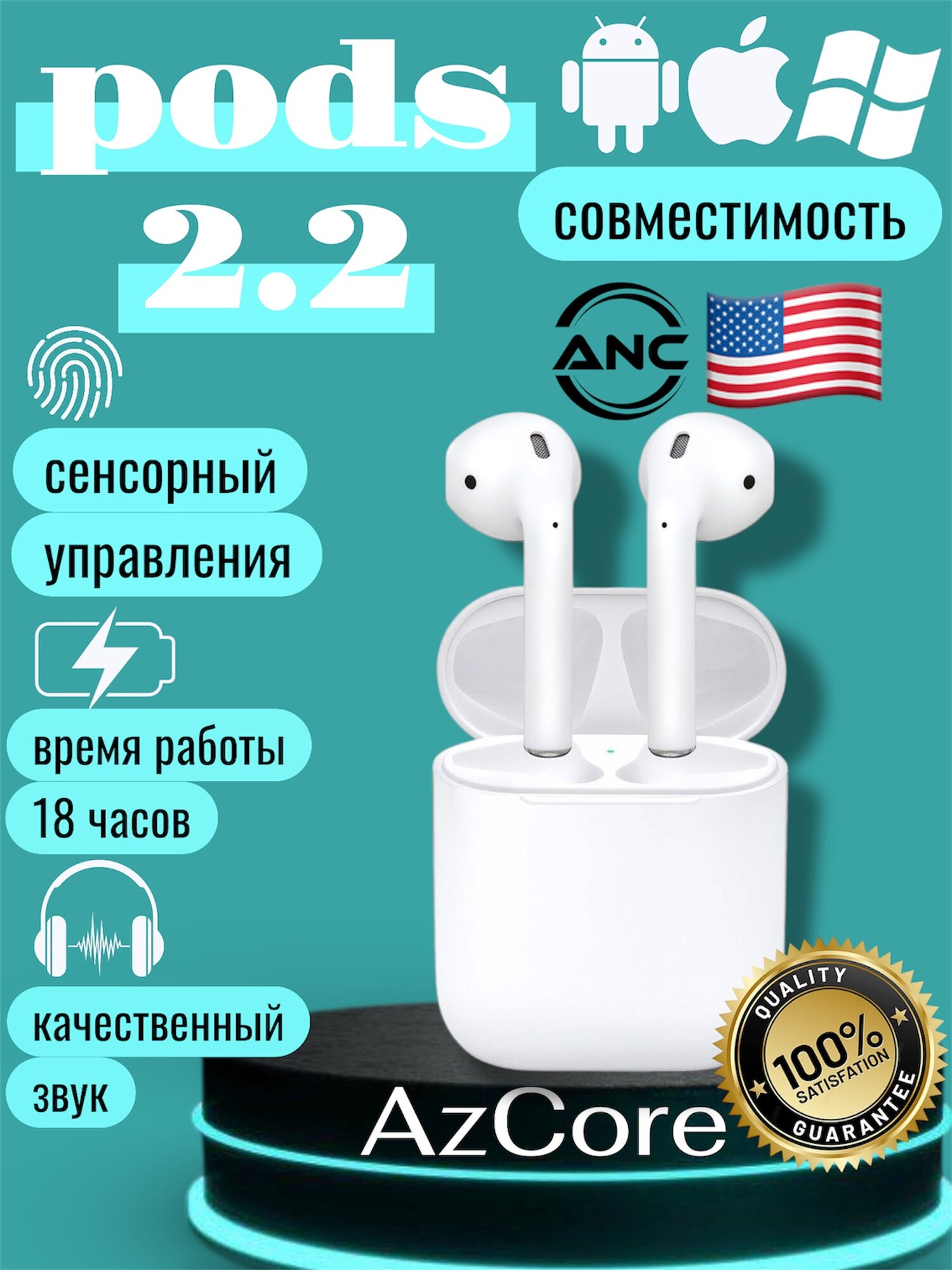 Airpods 2:2 Беспроводные наушники Air Pods 2:2 Premium Classic