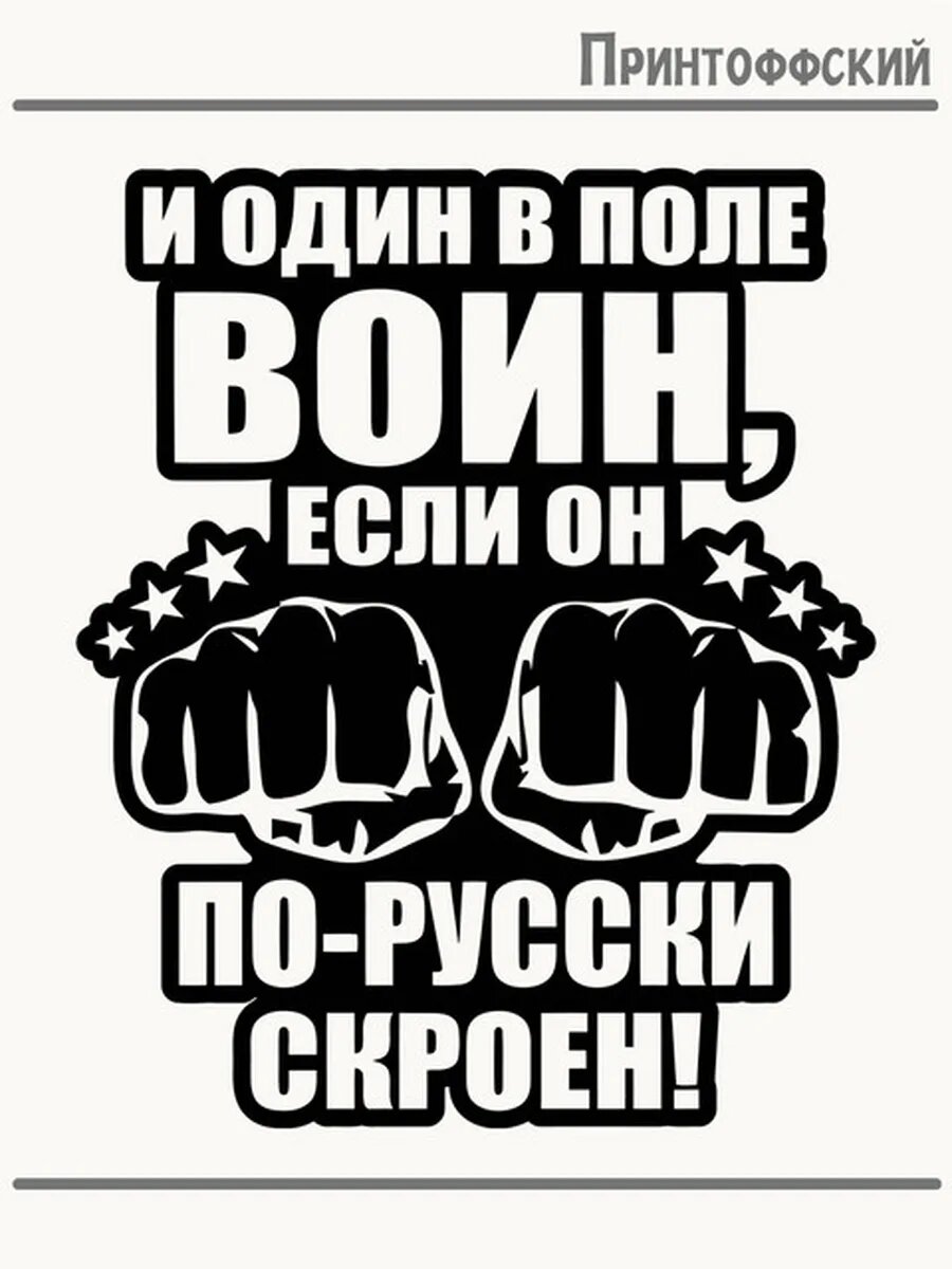 Термонаклейка для одежды и аксессуаров DTF-печать и один в поле воин