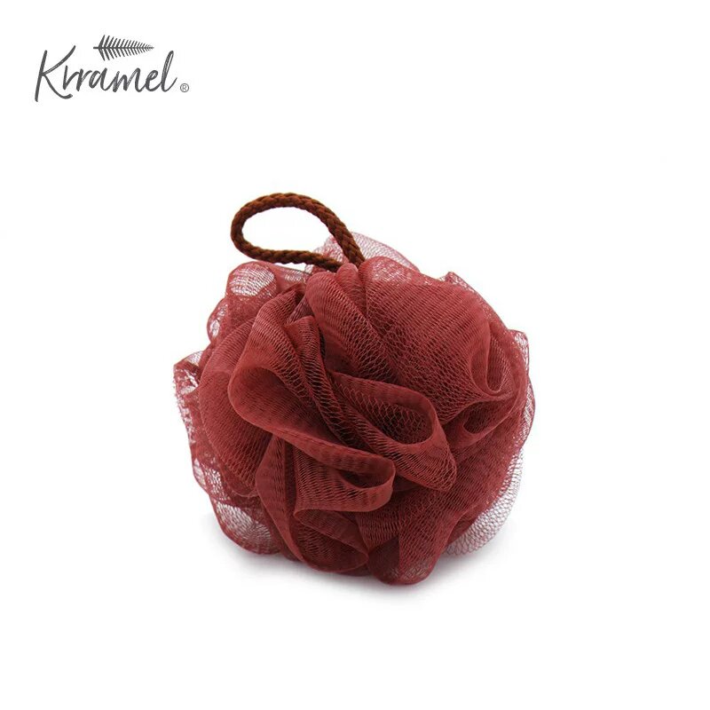 KRRAMEL Мужской мягкий пенный душ-шарик - карамельный коричневый (долговечная пена, бережное очищение)
