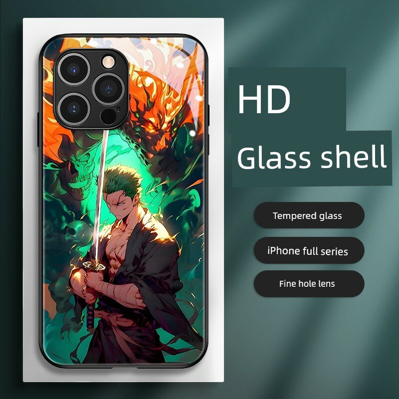 Чехол из стекла с аниме-темой Один Пират для iPhone 16 Plus, древний стиль, премиальная защита, совместимость с