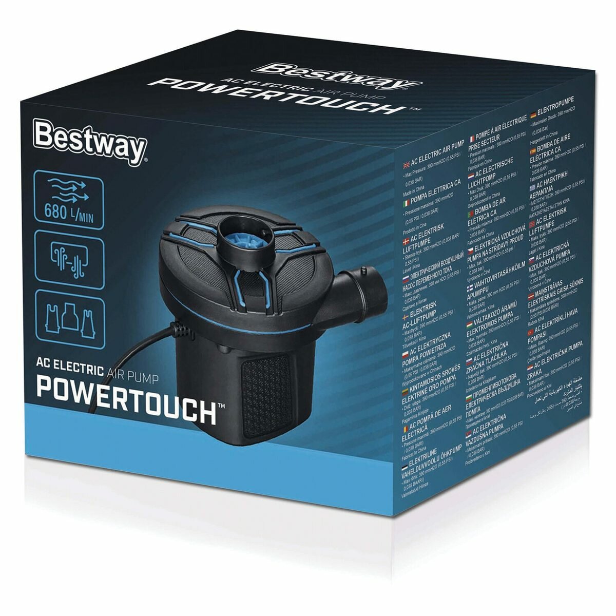 Насос электрический 220В, 680 л/мин, 3 насадки, BESTWAY,62252 (62252), 12 уп.