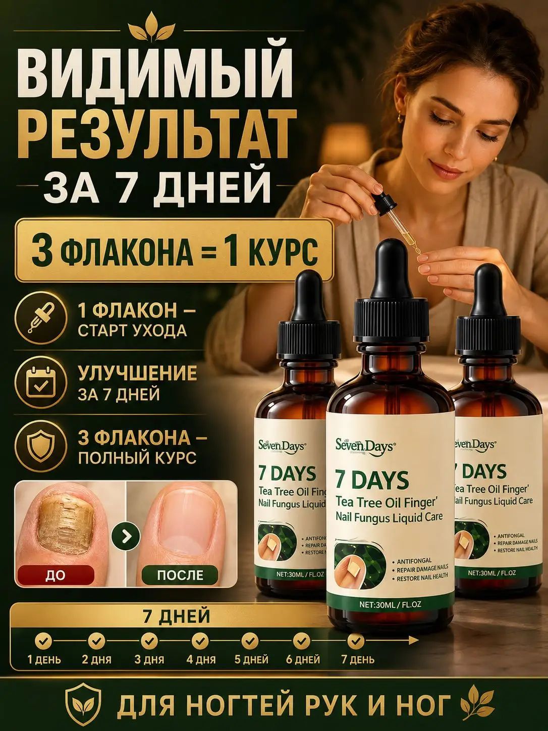 7 Days Tea Tree Ginger Nail Fungus Liquid Care средство от грибка ногтей