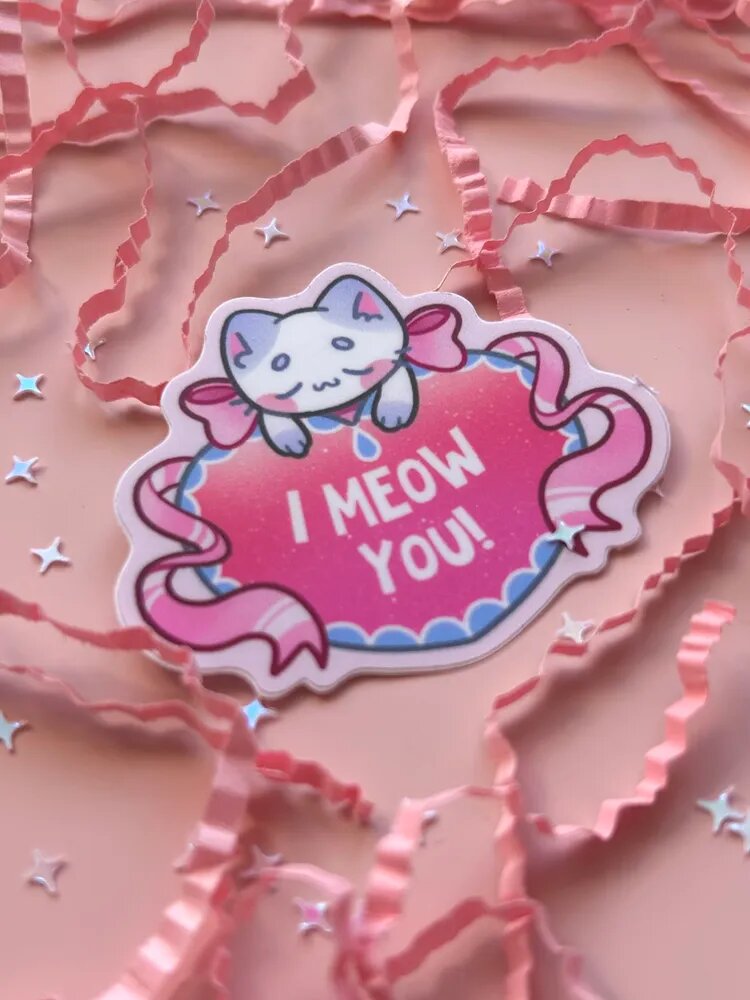 Стикер "I meow you", 5 см, птица-персик