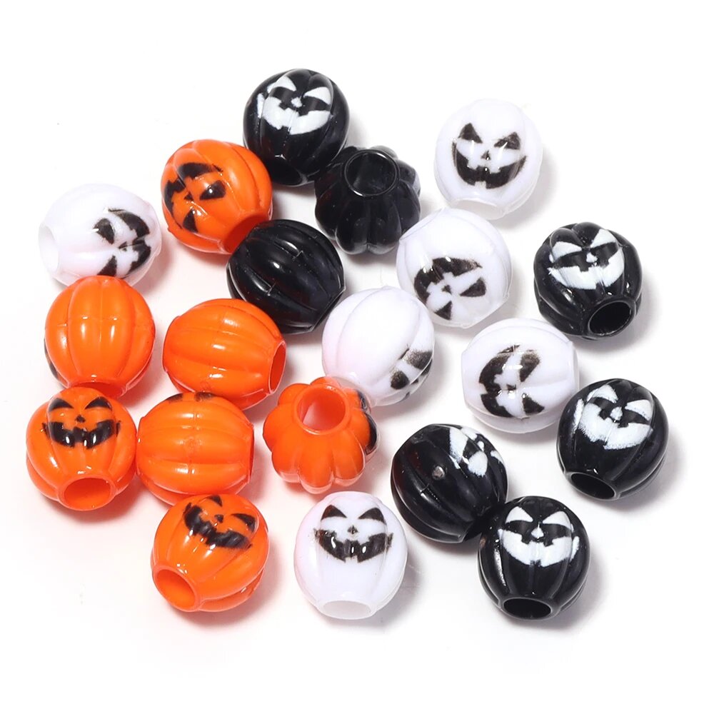 Акриловые бусины для Хэллоуина 10 мм Pumpkin mix