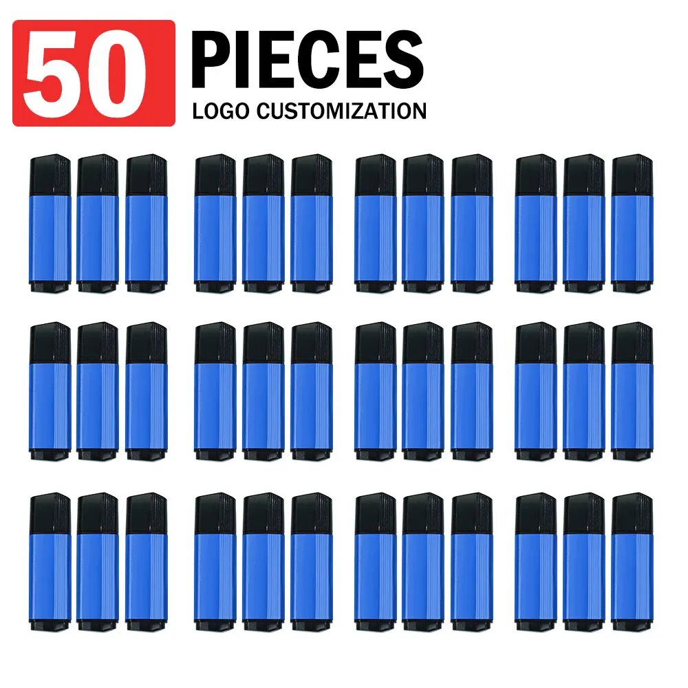 Флешка 8 ГБ Синяя, 50 шт. (Logo Customization)