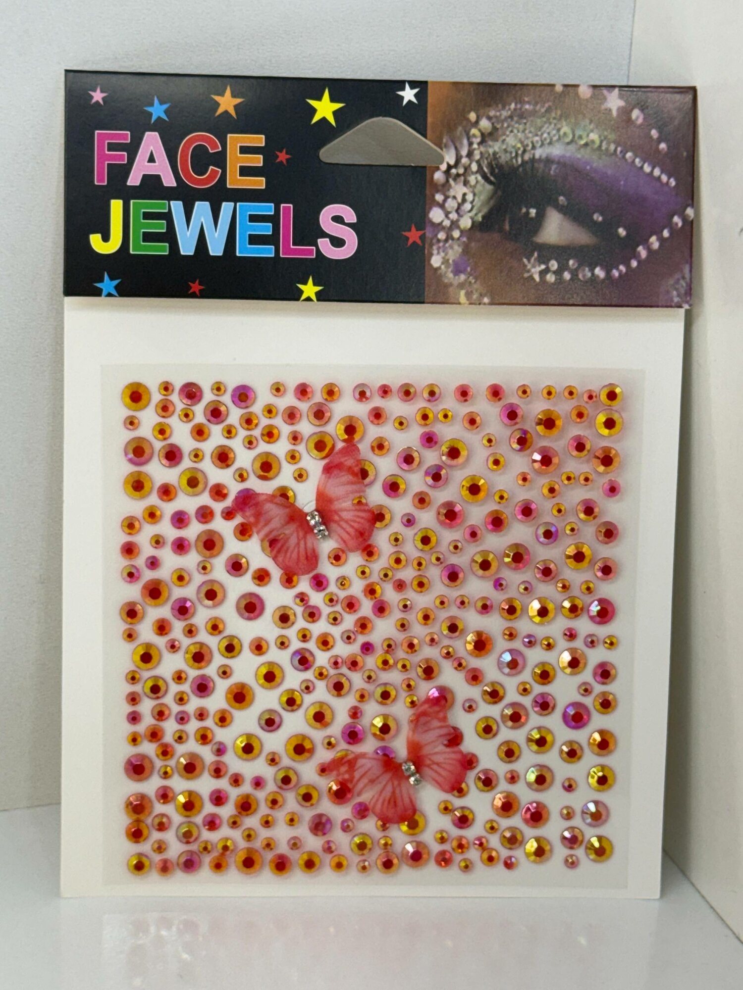 Самоклеящиеся стразы для лица и тела "Face Jewels", с красные бабочками