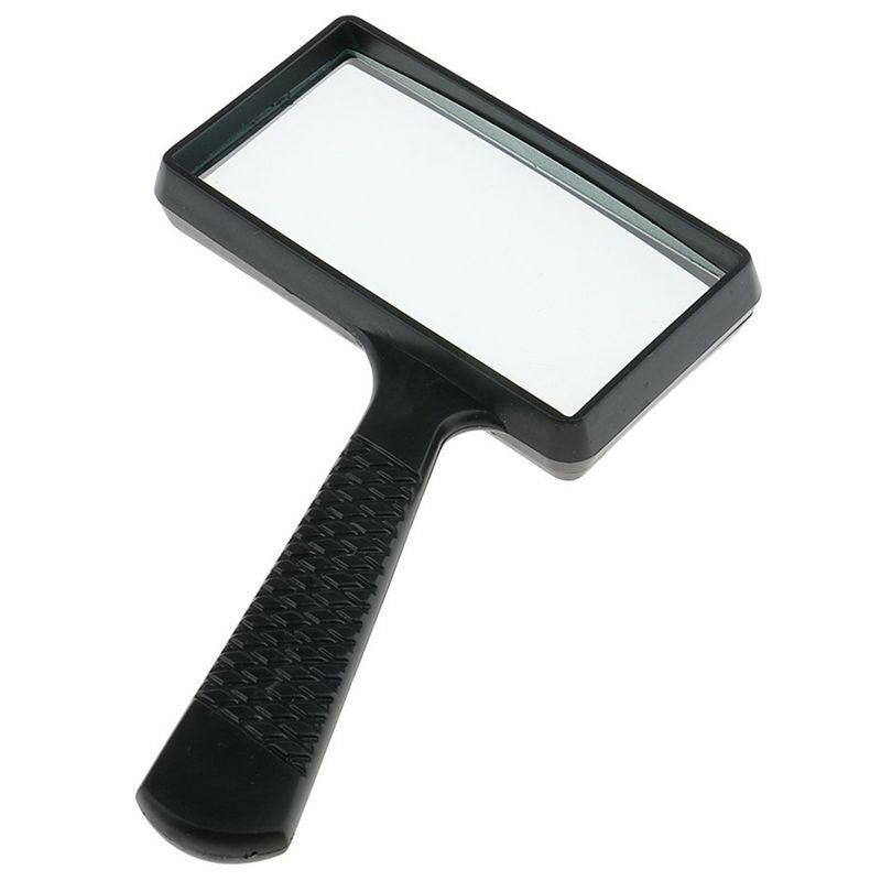 Лупа с ручкой Veber 10050, 2x-4x, 100x50 мм прямоугольная, 2х-4х увеличение, черная