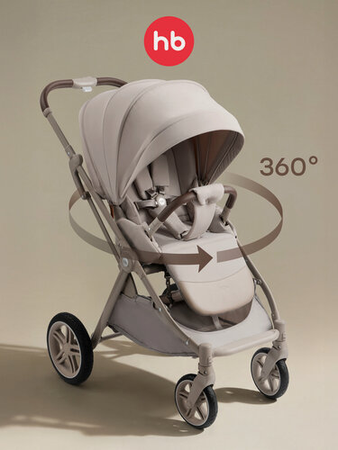 Изображение товара Коляска прогулочная детская Happy Baby Luna 360, реверсивный блок 360 градусов, светло-серый