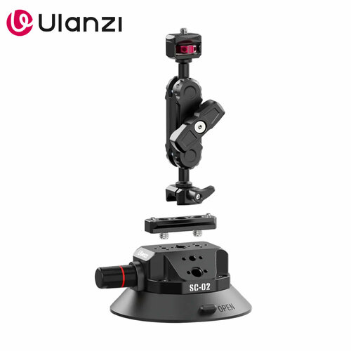 фото Вакуумная присоска ulanzi sc-02 с креплением magic arm / кронштейн держатель на присоске для камеры / телефона /