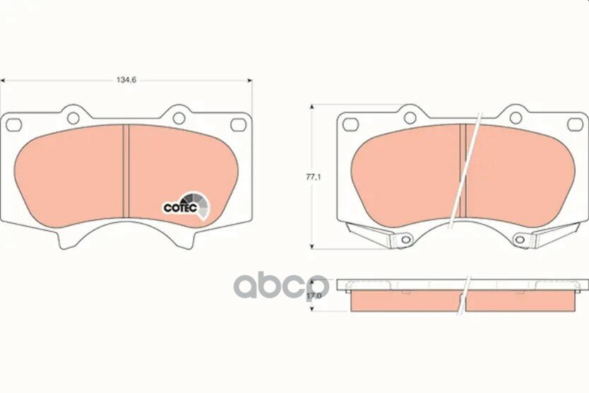 Колодки передние TOYOTA LAND CRUISER 120, PRADO 150, MITSUBISHI PAJERO IV GDB3364 TRW арт. GDB3364