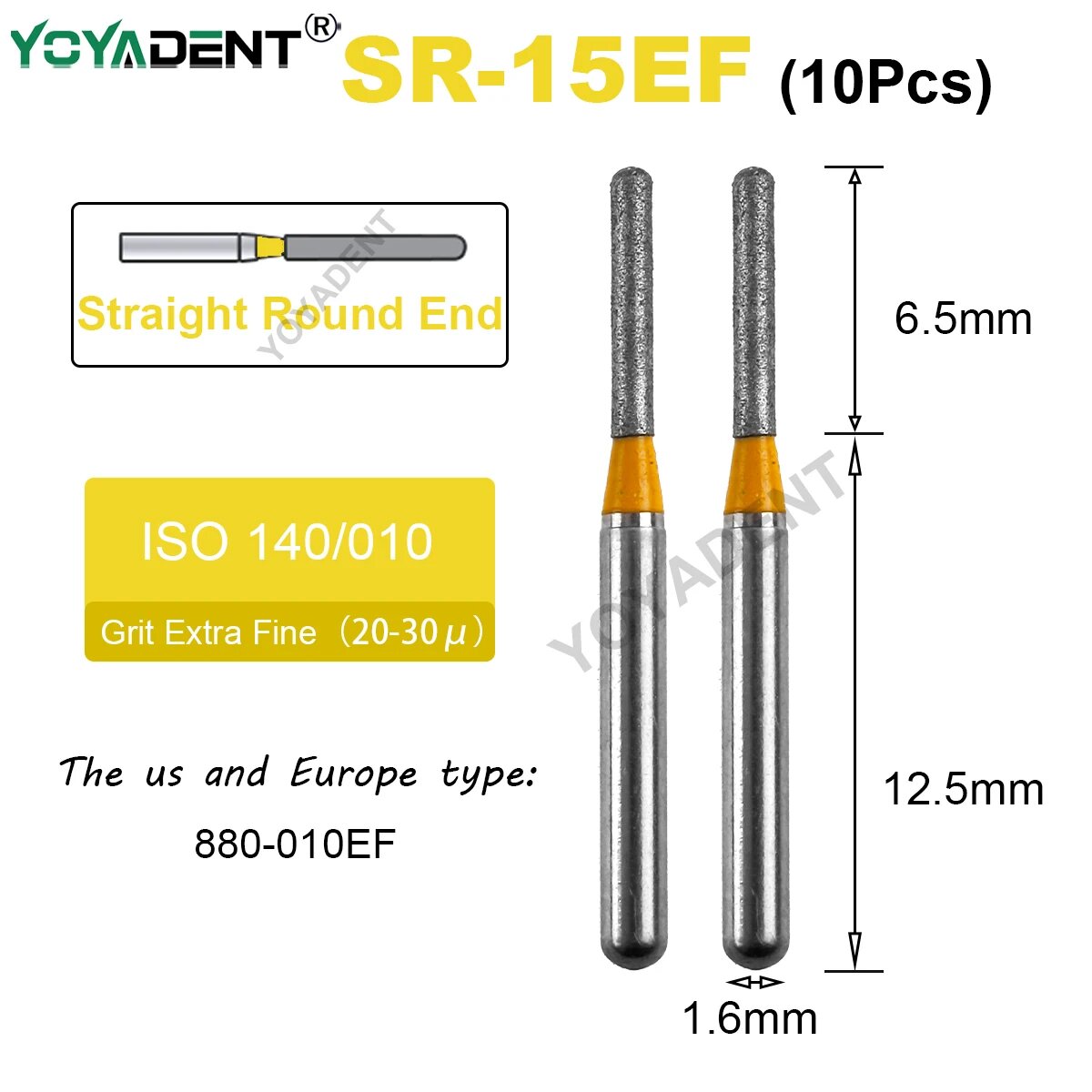 Стоматологические боры YOYADENT SR-15EF 1.6 мм, 10 шт.