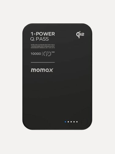 Изображение товара Беспроводной дополнительный аккумулятор (MagSafe) Momax 1-Power Q.Pass Qi2 10000 Ультратонкий Black