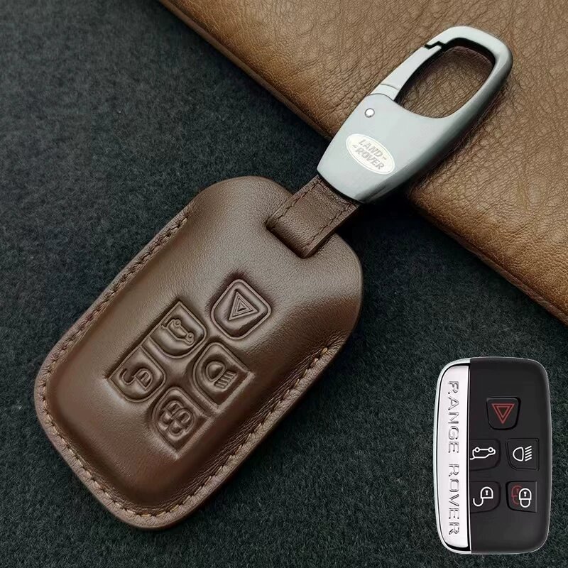 Ключевой кейс A-стиль коричневый с логотипом Land Rover для Defender, Discovery 4, Range Rover Sport, премиум качество